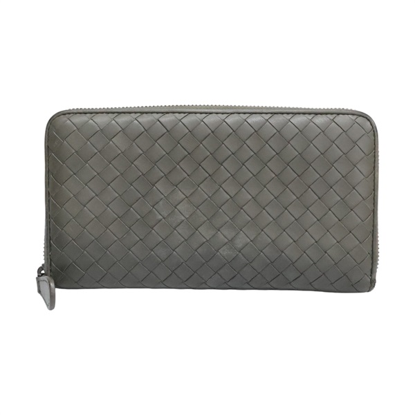 灰色 牛皮編織 拉鍊 長夾【BOTTEGA VENETA BV 寶緹嘉】 114076