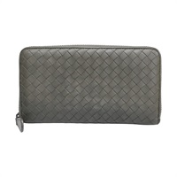 灰色 牛皮編織 拉鍊 長夾【BOTTEGA VENETA BV 寶緹嘉】 114076