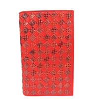 紅色 蛇紋羊皮編織 釦飾中夾【BOTTEGA VENETA BV 寶緹嘉】