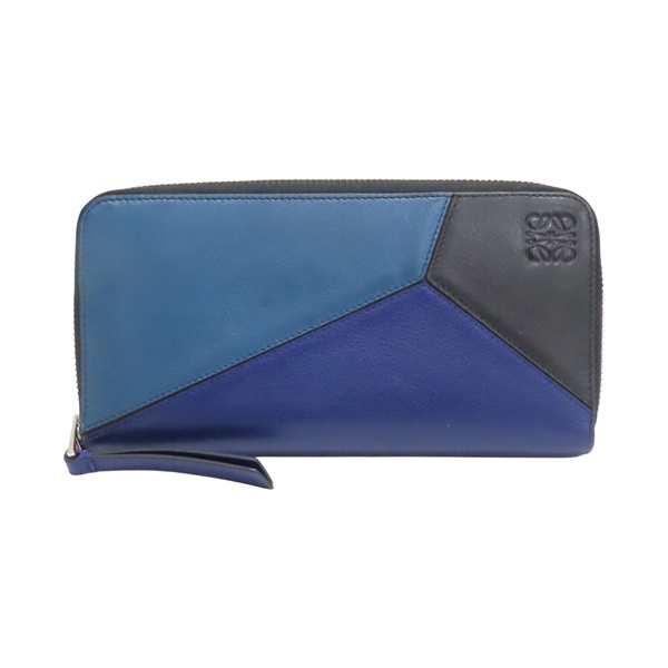 藍色 牛皮 Puzzle  拉鍊長夾【LOEWE 羅威】 261812