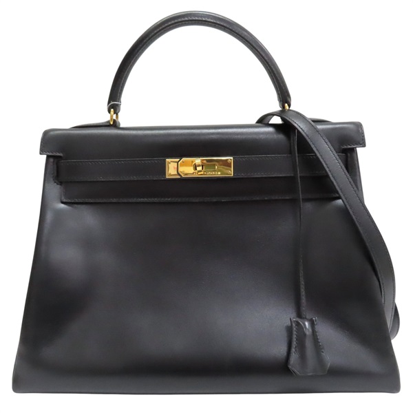 黑色 BOX牛皮 Kelly 32 凱莉包 兩用包 □B刻 金釦【HERMES 愛馬仕】