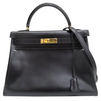 黑色 BOX牛皮 Kelly 32 凱莉包 兩用包 □B刻 金釦【HERMES 愛馬仕】