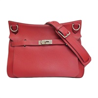 威尼斯深紅 TC牛皮 Jypsiere 37 銀扣 肩背包 口M刻【HERMES 愛馬仕】