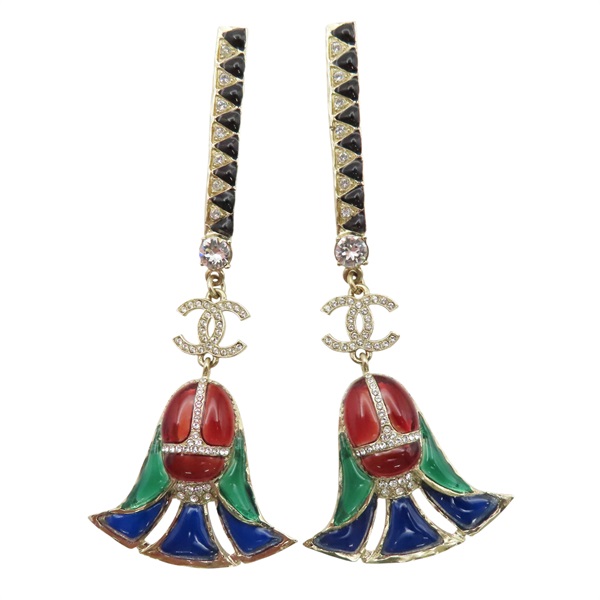 多色 聖甲蟲 水晶 針式耳環【CHANEL 香奈兒】