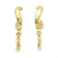 金色鍍金 珍珠 水鑽 雙C垂墜 耳環【CHANEL 香奈兒 】