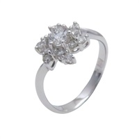 18K白金 花朵鑽石 戒指 52【JEWELRY 無品牌珠寶】 diamond 2.8g