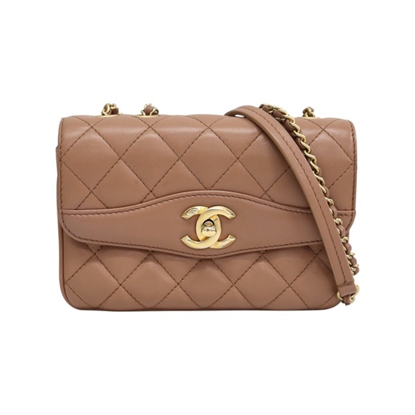 駝色羊皮 Mini Flap Chain 鍊帶 肩背包 A57027【CHANEL 香奈兒】 A57027