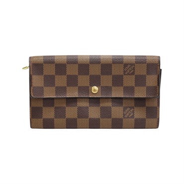 棕色 棋盤格帆布 Porte Monnaie Credit 扣式 長夾 N61725【LOUIS VUITTON LV 路易威登】 N61725