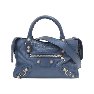 深藍色 牛皮 Mini City 肩背包【Balenciaga 巴黎世家】 309544