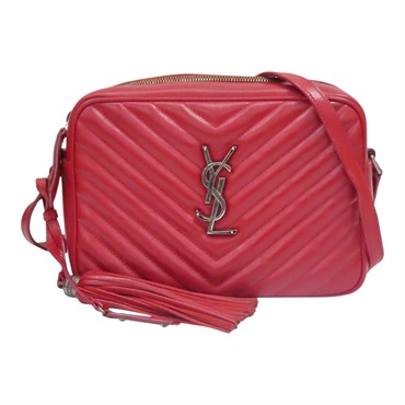 紅色 山行紋 牛皮 Lou Mediun 肩背包【SAINT LAURENT YSL 聖羅蘭 】 520534