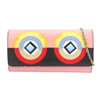 粉色 牛皮 CRAYONS WOC 扣式長夾【FENDI 芬迪】 8M0365