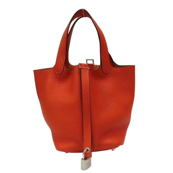 橘色 TC牛皮 Picotin Lock 18 手提包 Z刻 銀扣【HERMES 愛馬仕】 H056289CK