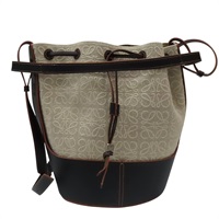 米色帆布 黑色牛皮 Balloon 兩用包【LOEWE 羅威】 A710AC3X30