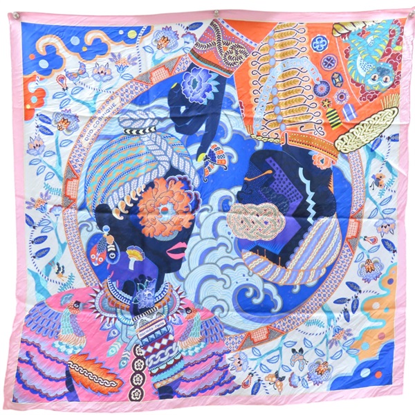 粉色 DU0 COSMIQUE 絲綢 絲巾 H003776S 90x90【HERMES 愛馬仕】 H003776S