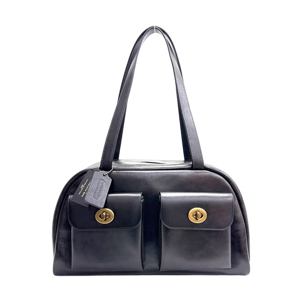 黑色 皮革 Twin TurnLock 肩背包 金和 【COACH 寇馳】 CCC54