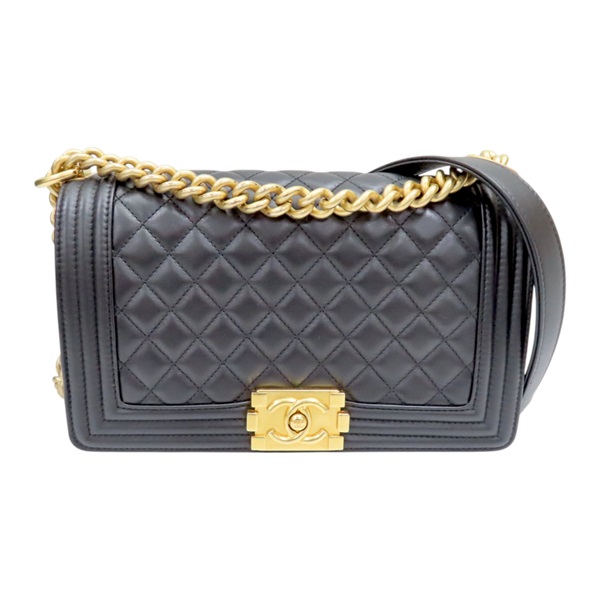 黑色 牛皮 菱格紋 荔枝紋  Boy 25 鍊帶 肩背包 金扣【CHANEL 香奈兒】 A67086