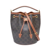 棕色 PVC帆布 Clara Triomphe Shoulder 兩用包【CELINE 賽琳】 116882FQM.04LU