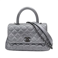 銀色 菱格紋 牛皮 Coco Handle XS 两用包 無卡【CHANEL 香奈兒】 A92990