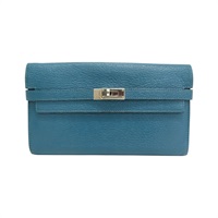 孔雀綠 Chevre山羊皮 Kelly Wallet 兩折長夾 銀扣 D刻【HERMES 愛馬仕】 H051300CK