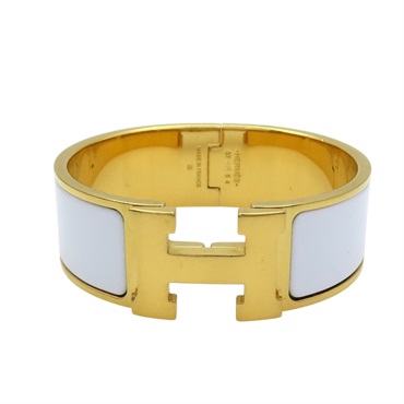 白色琺瑯 金色鍍金 Clic Clac H 寬版 手環【HERMES 愛馬仕】 H300001F