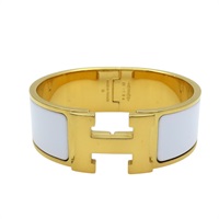 白色琺瑯 金色鍍金 Clic Clac H 寬版 手環【HERMES 愛馬仕】 H300001F