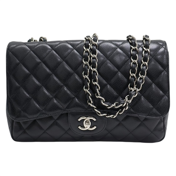 黑色 荔枝紋 牛皮 COCO Jumbo 30 肩背包 鍊帶 (無卡)【CHANEL 香奈兒】 A58600