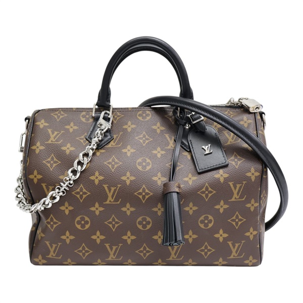 棕色 原花 PVC塗層帆布 Speedy Soft 30 Dark 兩用包【LOUIS VUITTON LV 路易威登】 M12243