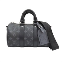 黑色 原花帆布 Keepall Bandouliere 25 兩用包【LOUIS VUITTON LV 路易威登】 M46271