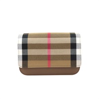 棕色 帆布 牛皮 House Check Madison 肩背包【BURBERRY 巴寶莉】 8084492