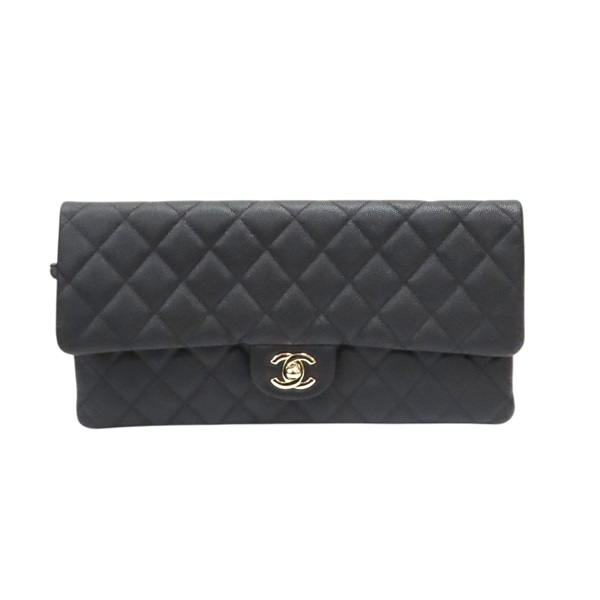 黑色 荔枝紋 牛皮 手拿包【CHANEL 香奈兒】