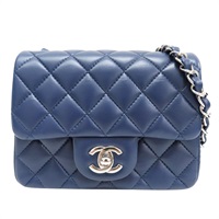 藍色 羊皮 COCO Mini 肩背包 銀釦【CHANEL 香奈兒】 A35200