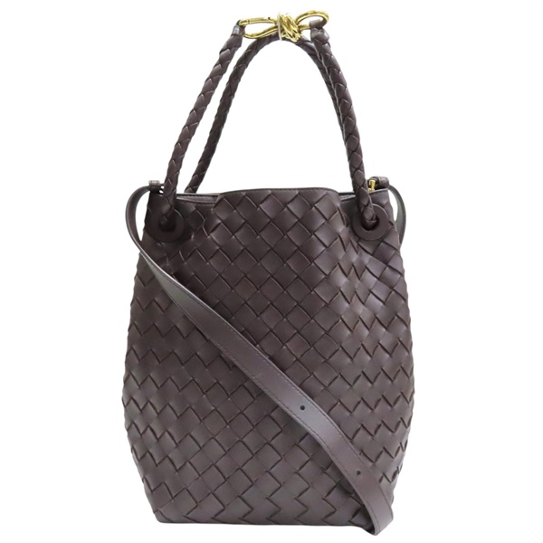 棕色 羊皮編織 Small Andiamo 水桶包 肩背包【BOTTEGA VENETA BV 寶緹嘉】 855759