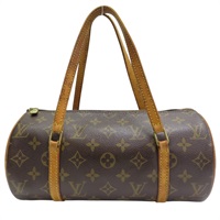 棕色 原花 PVC塗層帆布 Papillon 26 手提包【LOUIS VUITTON LV 路易威登】 M51386