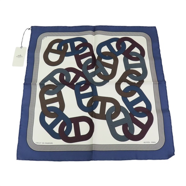 藍/白色 絲綢 Carre 45 絲巾【HERMES 愛馬仕】 892684S