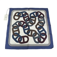 藍/白色 絲綢 Carre 45 絲巾【HERMES 愛馬仕】 892684S