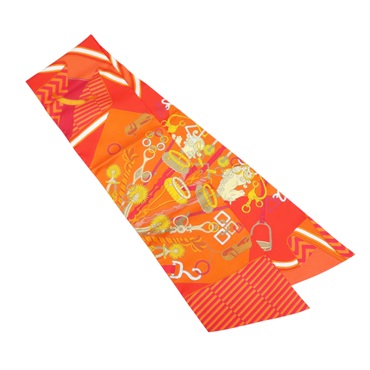 橘色 絲綢 Maxi Twilly 絲巾【HERMES 愛馬仕】 H092842S