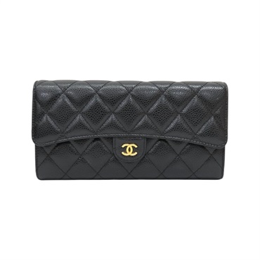 黑色 菱格紋牛皮 Classic 扣式 長夾 AP0241【CHANEL 香奈兒】 AP0241