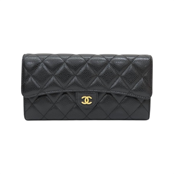 黑色 菱格紋牛皮 Classic 扣式 長夾 AP0241【CHANEL 香奈兒】 AP0241