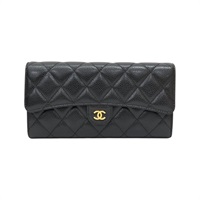 黑色 菱格紋牛皮 Classic 扣式 長夾 AP0241【CHANEL 香奈兒】 AP0241