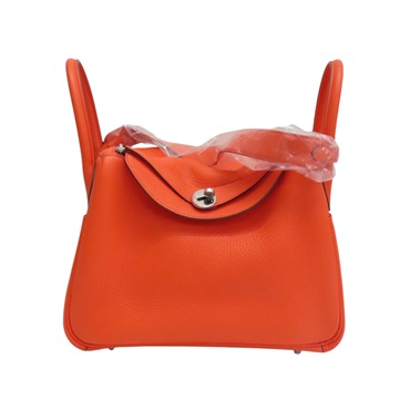 罌粟橙 Clemence 牛皮 Lindy 30 肩背包 T刻 銀扣【HERMES 愛馬仕】