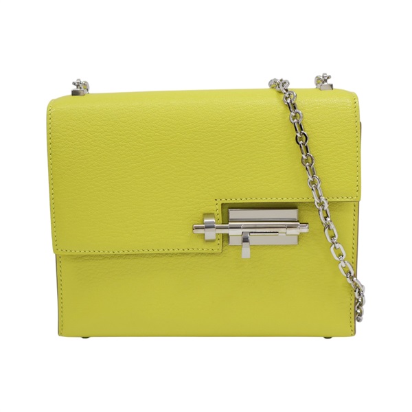 檸檬黃 Chevre山羊皮 Verrou Mini 肩背包 A刻 銀扣【HERMES 愛馬仕】