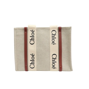 棕色 帆布 Woody Medium 肩背包【Chloe 克羅伊】 CHC22AS383I2690U