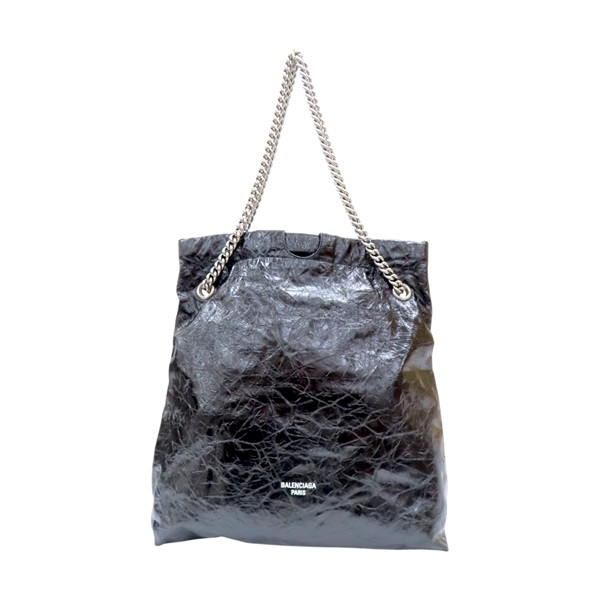 黑色 亮面牛皮 Crash Medium 鍊帶 肩背包【BALENCIAGA 巴黎世家】 742941