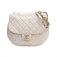 白色 菱格紋牛皮 Bubble Flap 肩背包【CHANEL 香奈兒】 A94758