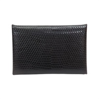 黑色 蜥蜴皮 Calvi 名片夾 銀扣 K刻【HERMES 愛馬仕】 H085836CK