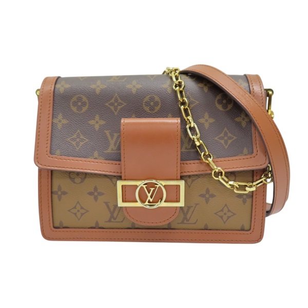 棕色 原花 Reverse 帆布 Dauphine MM 肩背包【LOUIS VUITTON LV 路易威登】 M45958