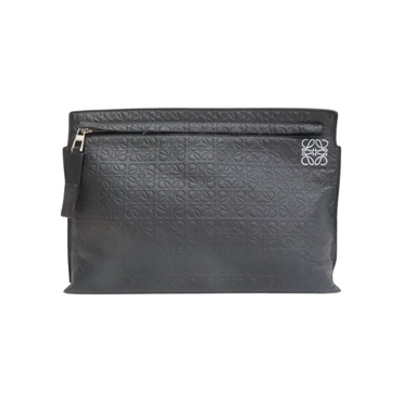 黑色 壓紋牛皮 Embossed Repeat T 手拿包【LOEWE 羅威】 107.55.K05