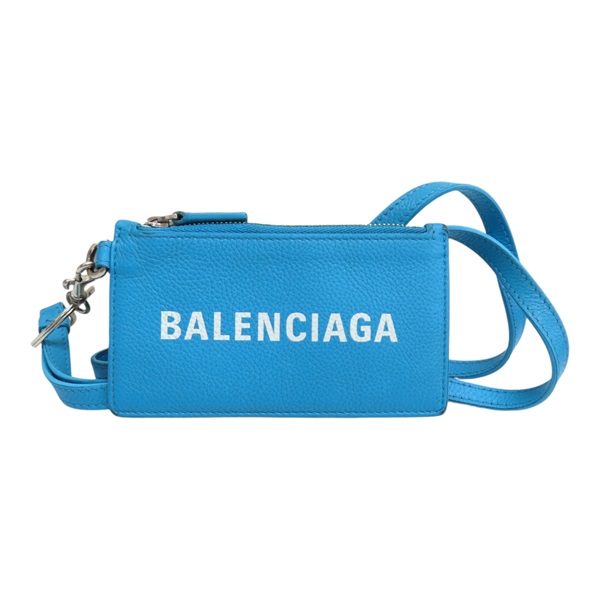 藍色 牛皮 掛繩 零錢包【Balenciaga 巴黎世家】 594548