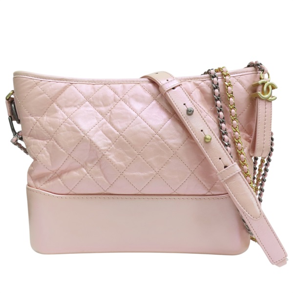 粉色 牛皮 Gabrielle Medium 流浪包 (無卡)【CHANEL 香奈兒】 A93824