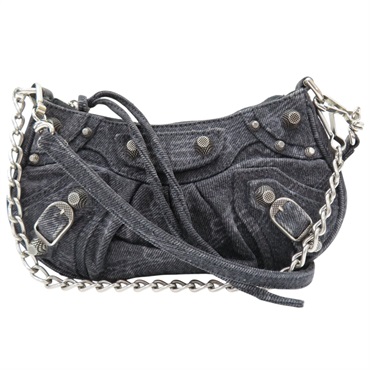 黑色 單寧布 Le Cagole Mini 肩背包【Balenciaga 巴黎世家】 695814